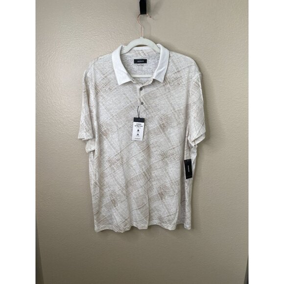 Alfani Mens Linen Stretch Polo Shirt Fresh Cement Design XL Comfortable NEW - Picture 1 of 8